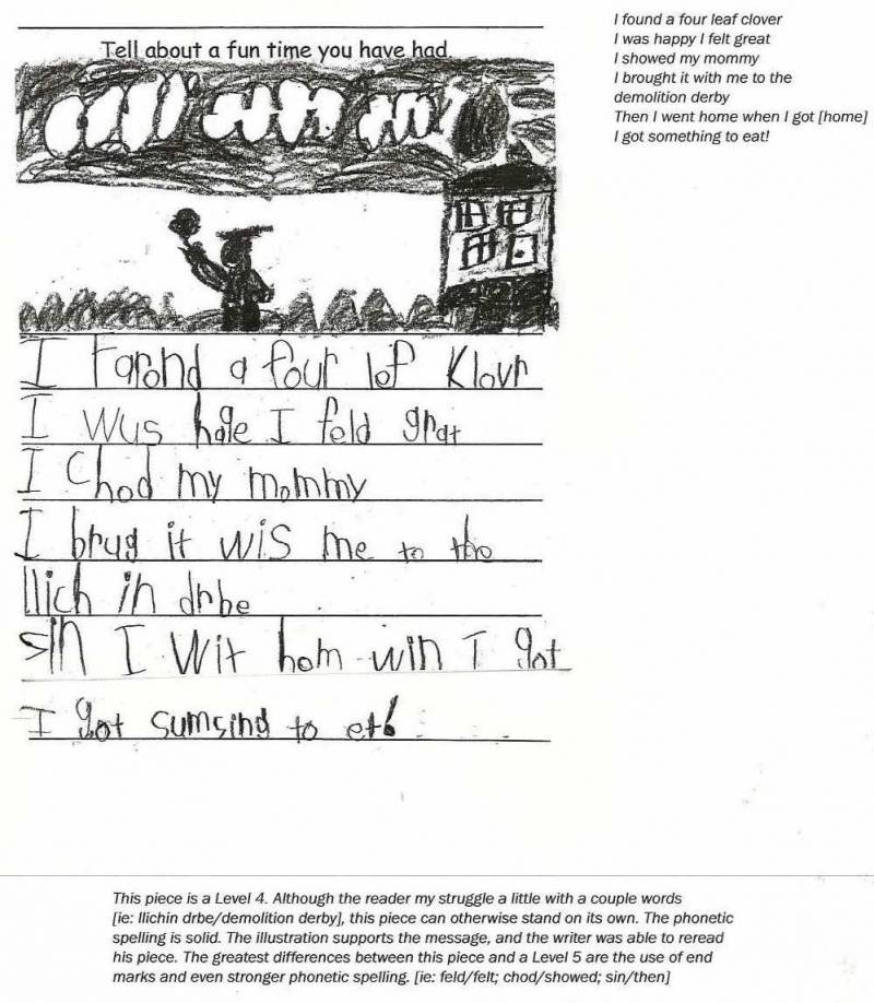 Anchor Paper: Kindergarten Student Sample - "Four Leaf Clover"